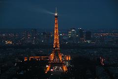 Paris 09 Evening Lights On Eiffel Tower With La Defense Behind From Montparnasse Tower 